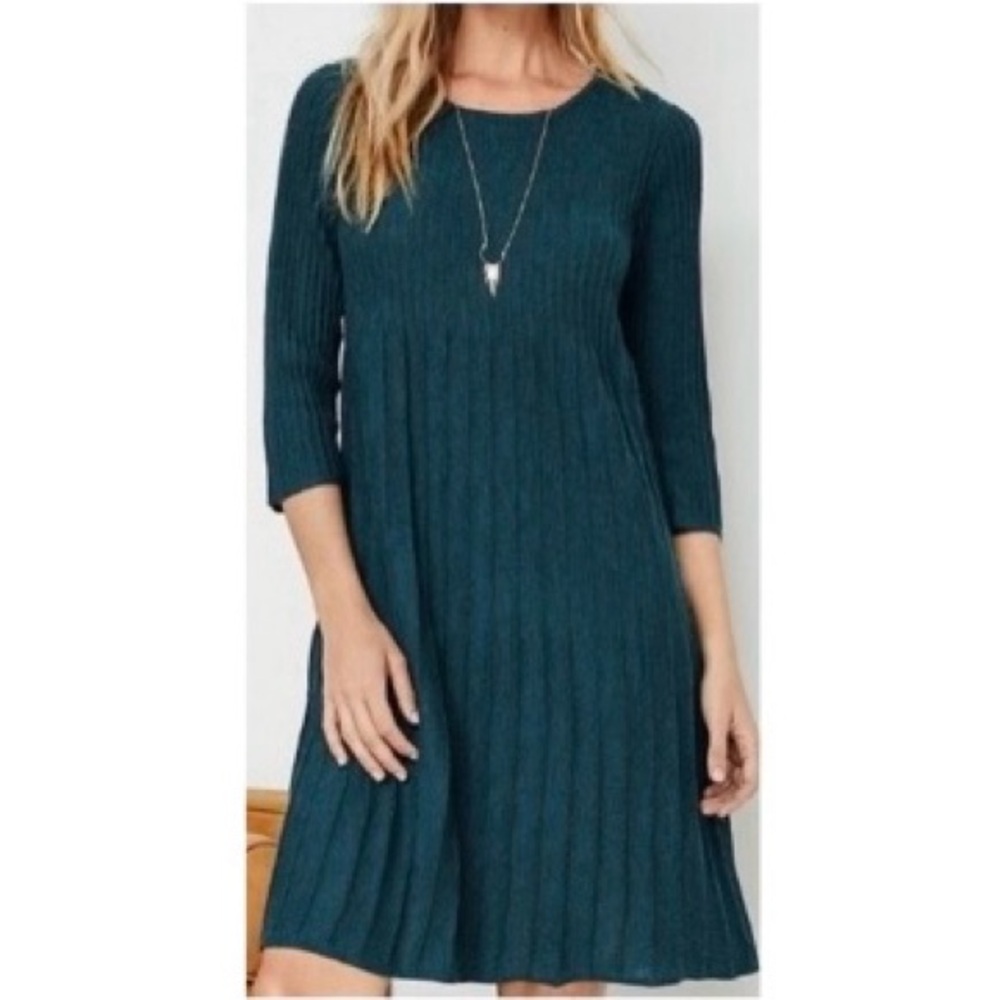 EILEEN FISHER 👗 Pleated Wool Sweater Dress